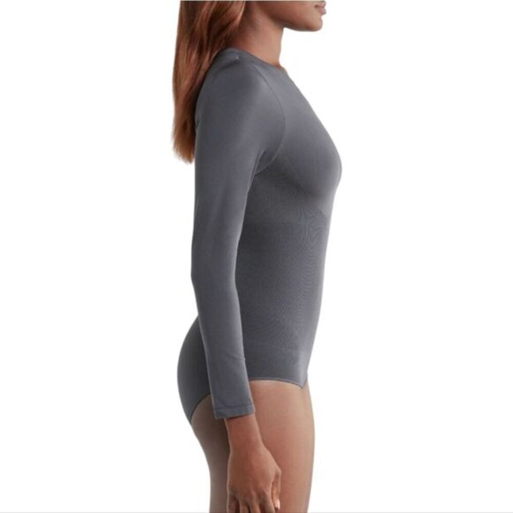 Pinsy -533 NWT Butter Sculpt Long Sleeve Bodysuit Grey Women's Plus Size 3X